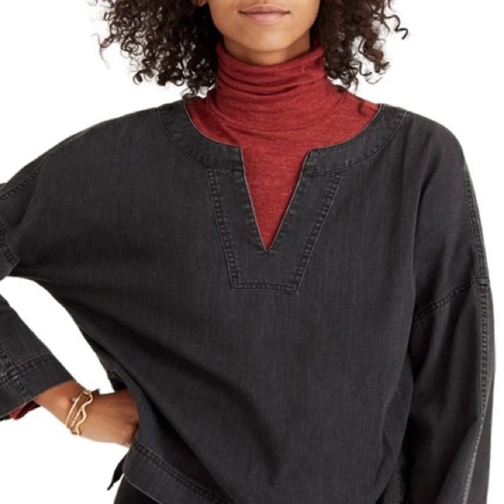 Madewell Lace-Up Side Denim Top